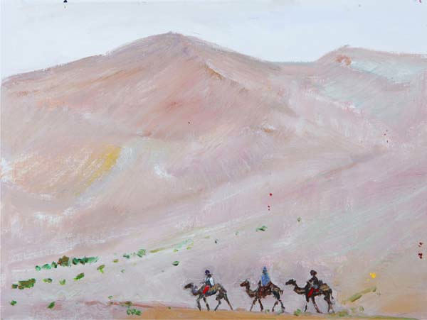 《敦煌鸣沙山》   油画    24cm×30cm.jpg